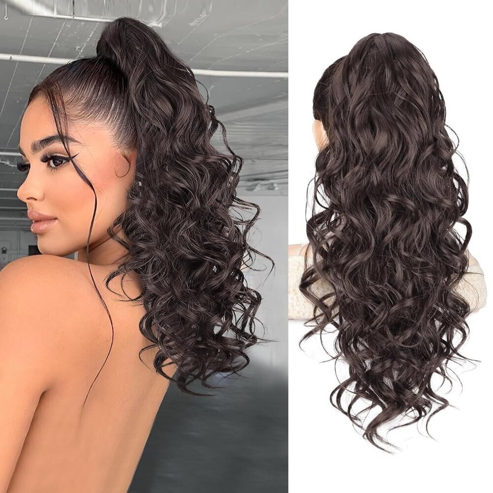 Wavy Ponytail Extension Synthetic Hair 20 Inch Clip-In Drawstring Glam
